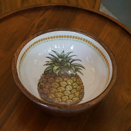 Pineapple Medium Wooden Bowl