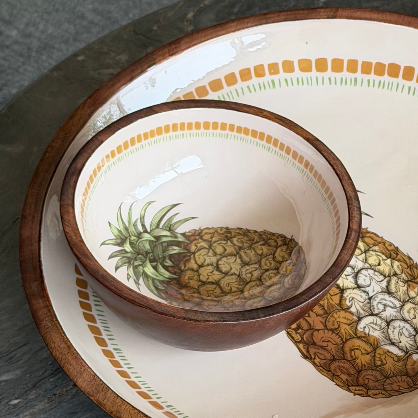 Pineapple Medium Wooden Bowl