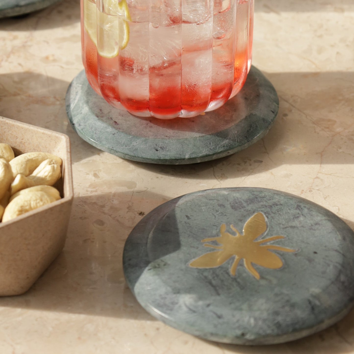 Teal Marble Coaster (Set of 4)