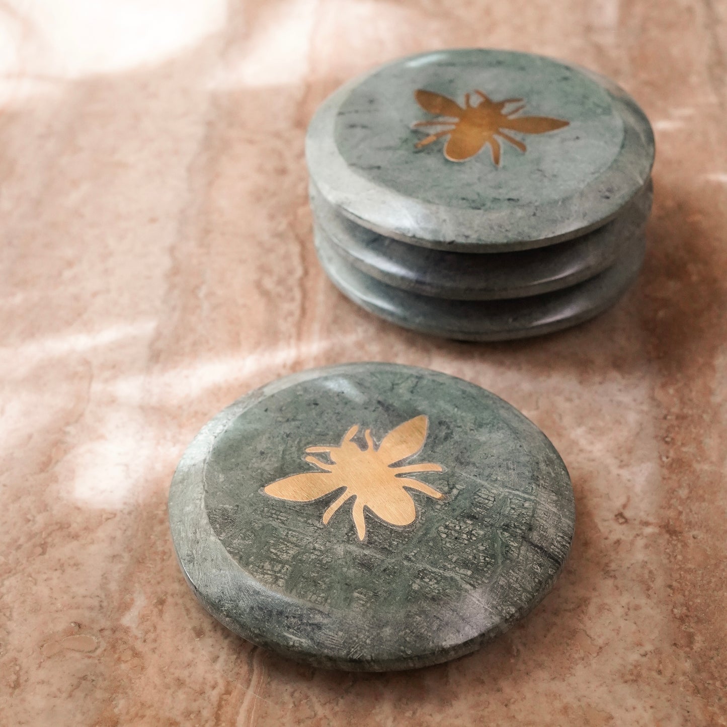 Teal Marble Coaster (Set of 4)